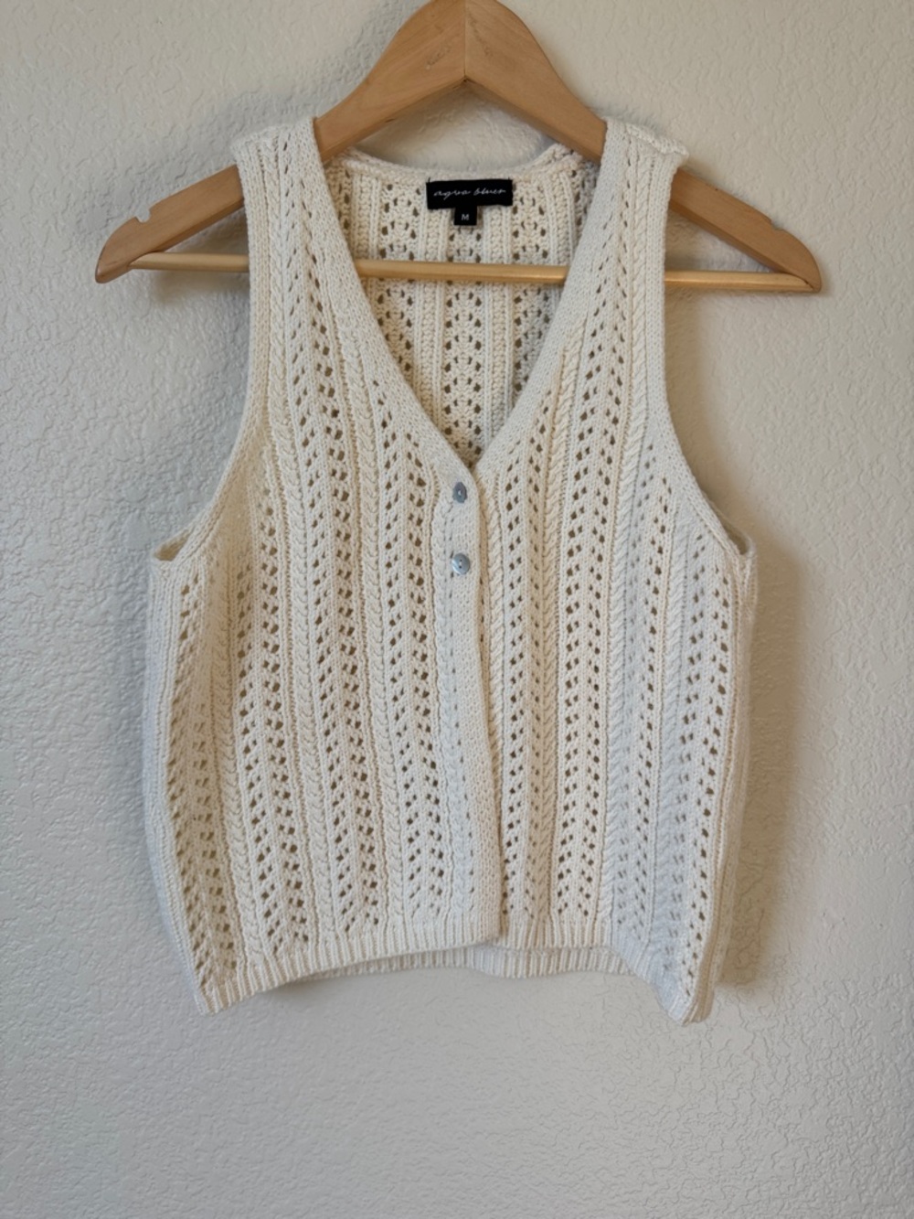 Cream Crochet Knit Vest size Medium